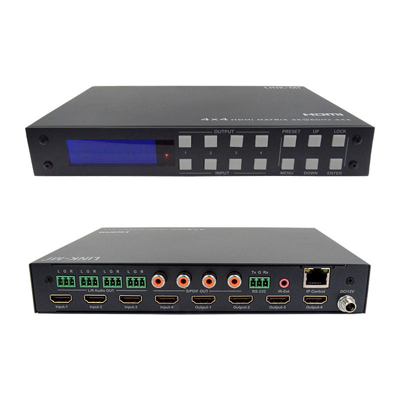 4K Hdmi Matrix / Hd Hdmi Splitter Switcher مع لوحة الحرير السوداء ودعم تنسيق الصوت DTS