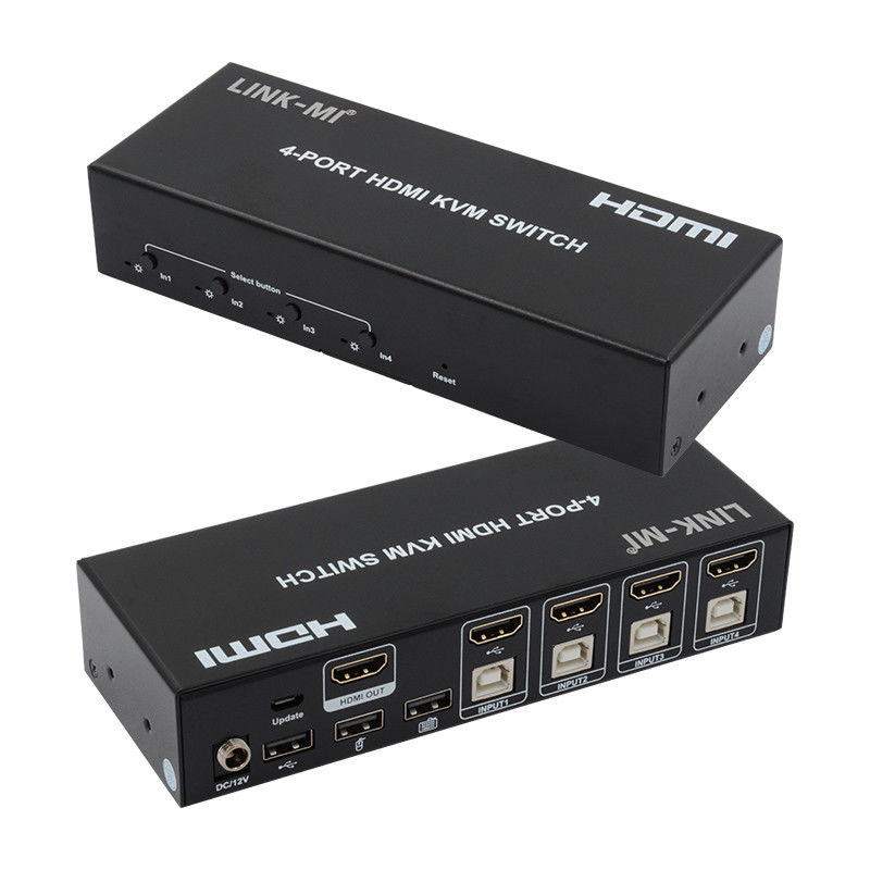 بدون تأخير HDMI KVM Switch 4 Port Ip Kvm HDMI دعم المفاتيح الساخنة التبديل التلقائي