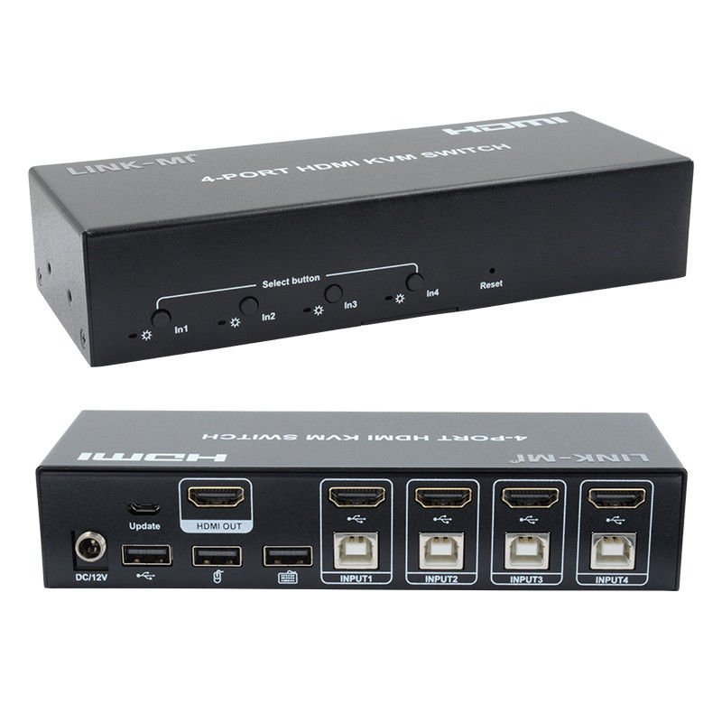بدون تأخير HDMI KVM Switch 4 Port Ip Kvm HDMI دعم المفاتيح الساخنة التبديل التلقائي