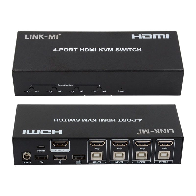 بدون تأخير HDMI KVM Switch 4 Port Ip Kvm HDMI دعم المفاتيح الساخنة التبديل التلقائي