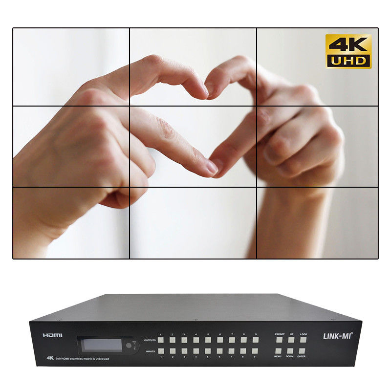 9x9 70M معالج حائط فيديو HDMI Hdmi Splitter 3x3 4K HDMI Matrix Extender