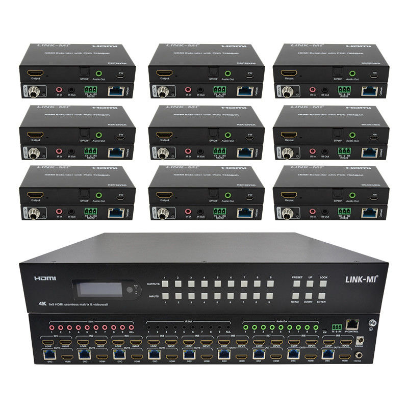 9x9 70M معالج حائط فيديو HDMI Hdmi Splitter 3x3 4K HDMI Matrix Extender