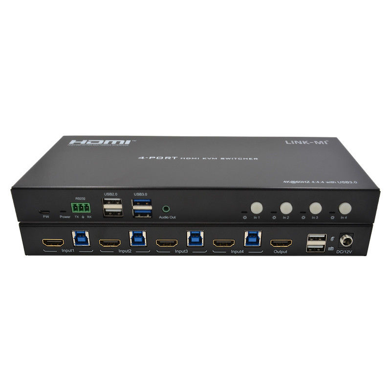 4 شبكة منفذ HDMI2.0 KVM تبديل حتى 4K 60Hz 18Gbps