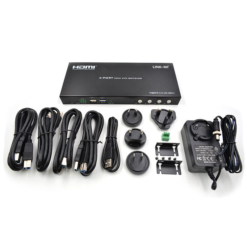 4 شبكة منفذ HDMI2.0 KVM تبديل حتى 4K 60Hz 18Gbps