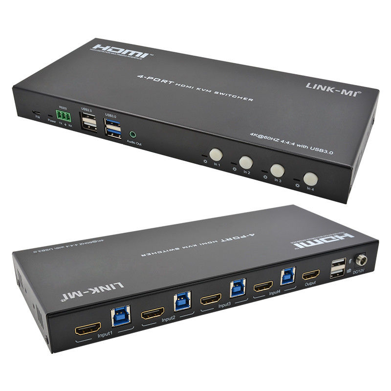 4 شبكة منفذ HDMI2.0 KVM تبديل حتى 4K 60Hz 18Gbps