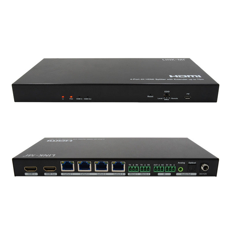 70M 1x4 4K HDMI Splitter Extender مع استخراج صوتي 1x4 Hdmi Splitter عبر Cat6