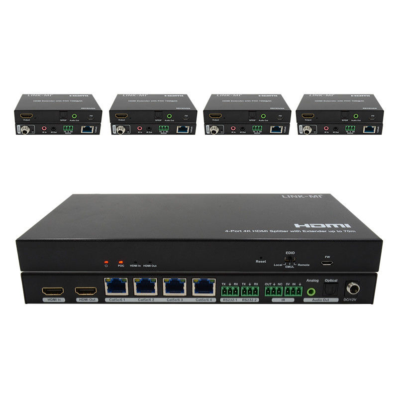 70M 1x4 4K HDMI Splitter Extender مع استخراج صوتي 1x4 Hdmi Splitter عبر Cat6