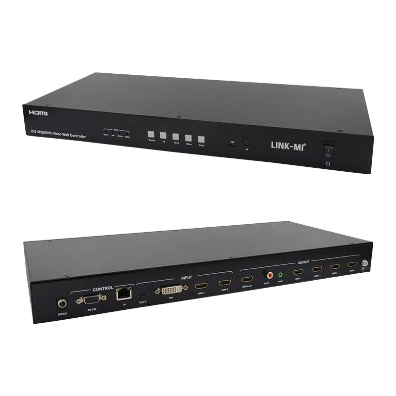 جهاز تحكم مصفوفة حائط فيديو 4K 2x2 1x4 4x1 10x10 شاشة توصيل USB Type C DVI