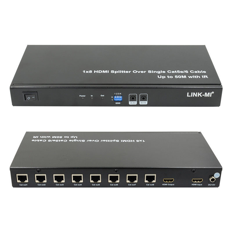 HDMI 50M 1X8 Splitter Over Cat5e 6 دعم الكابلات 3D IR 1080P 8 منفذ HDMI Splitter