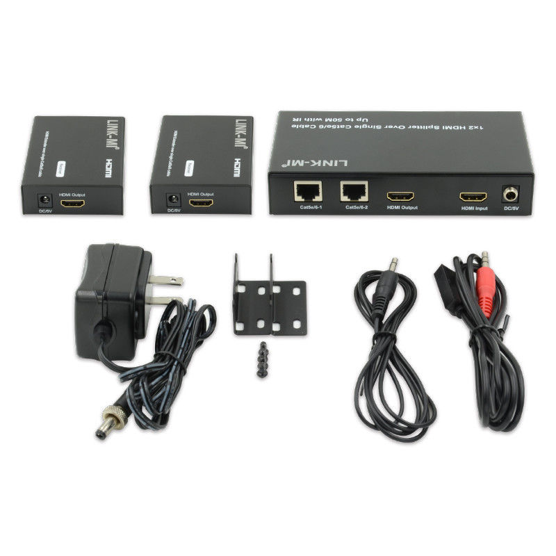 1X2 50M 4K HDMI Splitter عبر Cat5e/6 دعم الكابل 3D IR Cascading لـ 4 طبقات