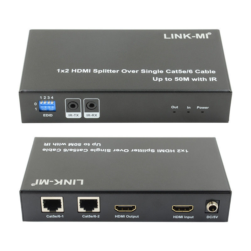 1X2 50M 4K HDMI Splitter عبر Cat5e/6 دعم الكابل 3D IR Cascading لـ 4 طبقات