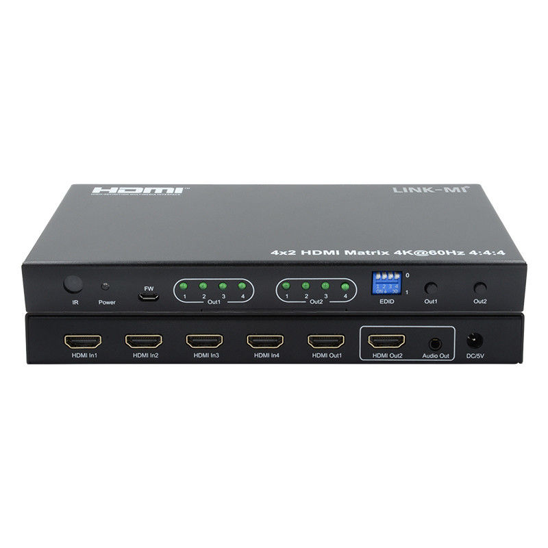 HDMI 4x2 مبدل المصفوفة 4K@60Hz YUV4:44 18 جيجابايت في الثانية HDCP2.2 4 في 2 خارج HDMI مبدل الفيديو
