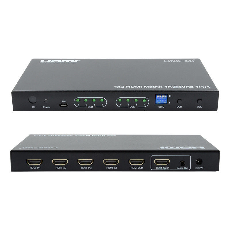 HDMI 4x2 مبدل المصفوفة 4K@60Hz YUV4:44 18 جيجابايت في الثانية HDCP2.2 4 في 2 خارج HDMI مبدل الفيديو