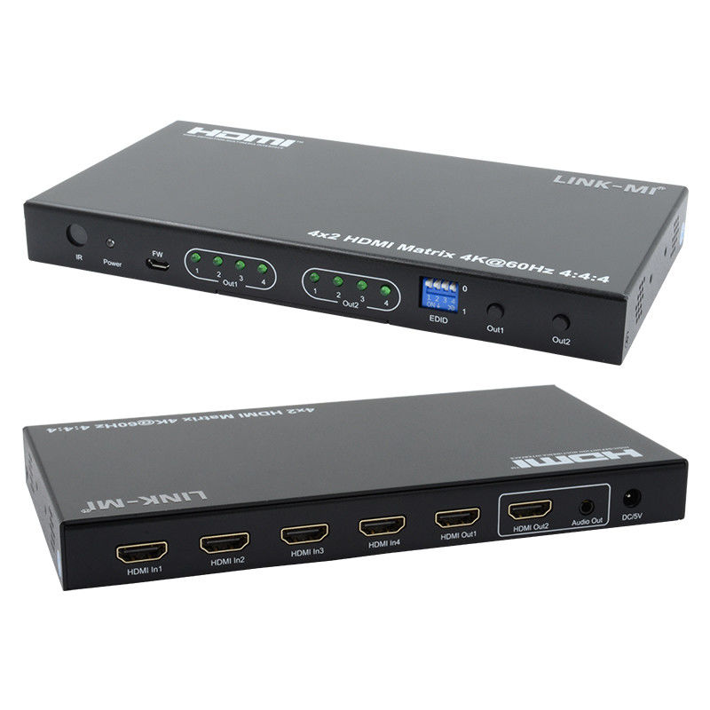 HDMI 4x2 مبدل المصفوفة 4K@60Hz YUV4:44 18 جيجابايت في الثانية HDCP2.2 4 في 2 خارج HDMI مبدل الفيديو