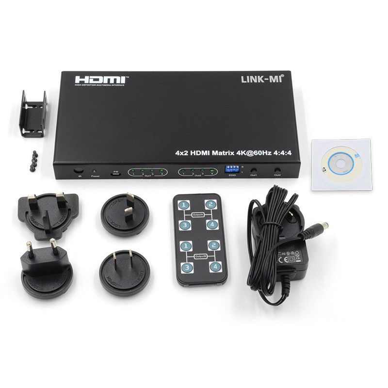HDMI 4x2 مبدل المصفوفة 4K@60Hz YUV4:44 18 جيجابايت في الثانية HDCP2.2 4 في 2 خارج HDMI مبدل الفيديو