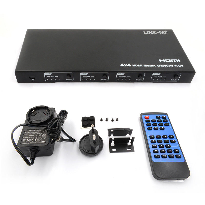 Rs232 4x4 HDMI المصفوفة التبديل دعم 4K 60Hz 18Gbps EDID 4 إلى 4 HDMI البديل الفيديو