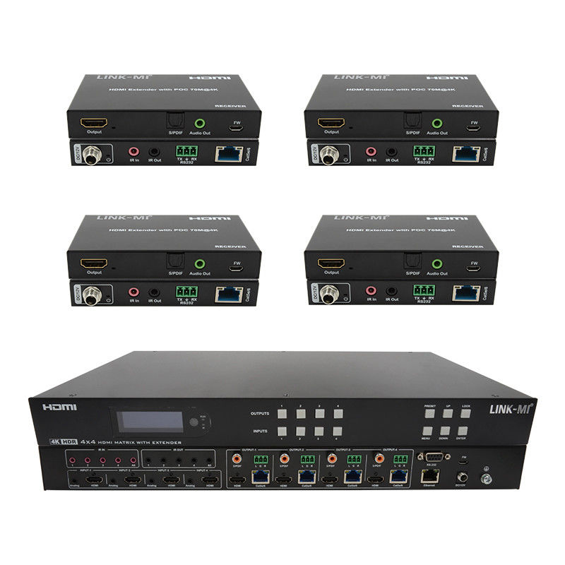 70m 4x4 HDMI Matrix Extender مع 4 HDMI Loop Out 4K HDMI Matrix Switch