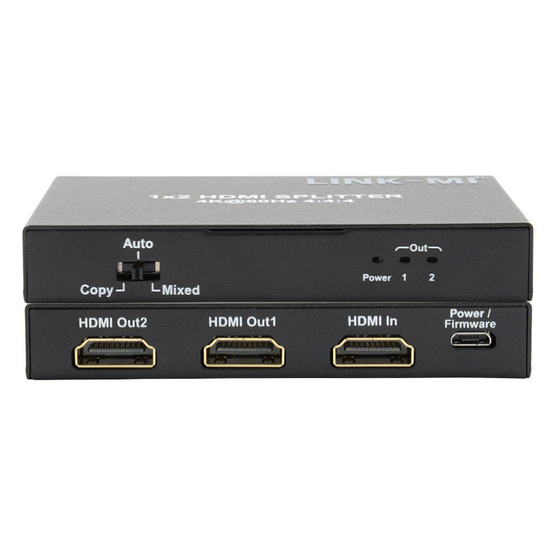 1x2 HDMI2.0 Splitter دعم 3D 18G HDR HDCP2.2 2 منافذ الفيديو Splitter