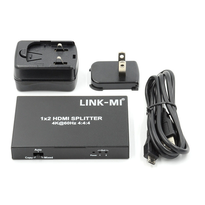 1x2 HDMI2.0 Splitter دعم 3D 18G HDR HDCP2.2 2 منافذ الفيديو Splitter