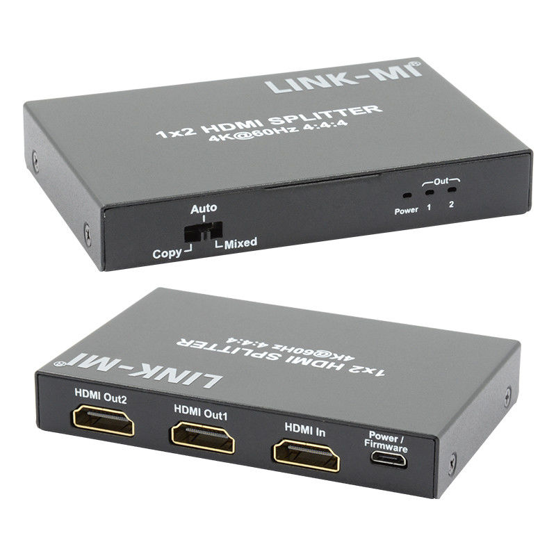 1x2 HDMI2.0 Splitter دعم 3D 18G HDR HDCP2.2 2 منافذ الفيديو Splitter