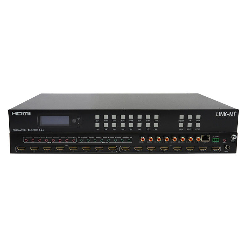 8 × 8 HDMI مصفوفة 4k Hdmi Switcher مع دعم استخراج الصوت التناظري 18Gbps HDR