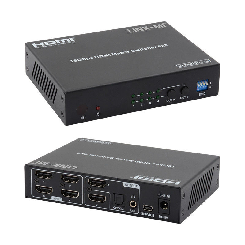 4X2 HDMI المصفوفة التبديل Hdmi التبديل الصوت المستخرج 4K إلى 1080P مبدل الفيديو