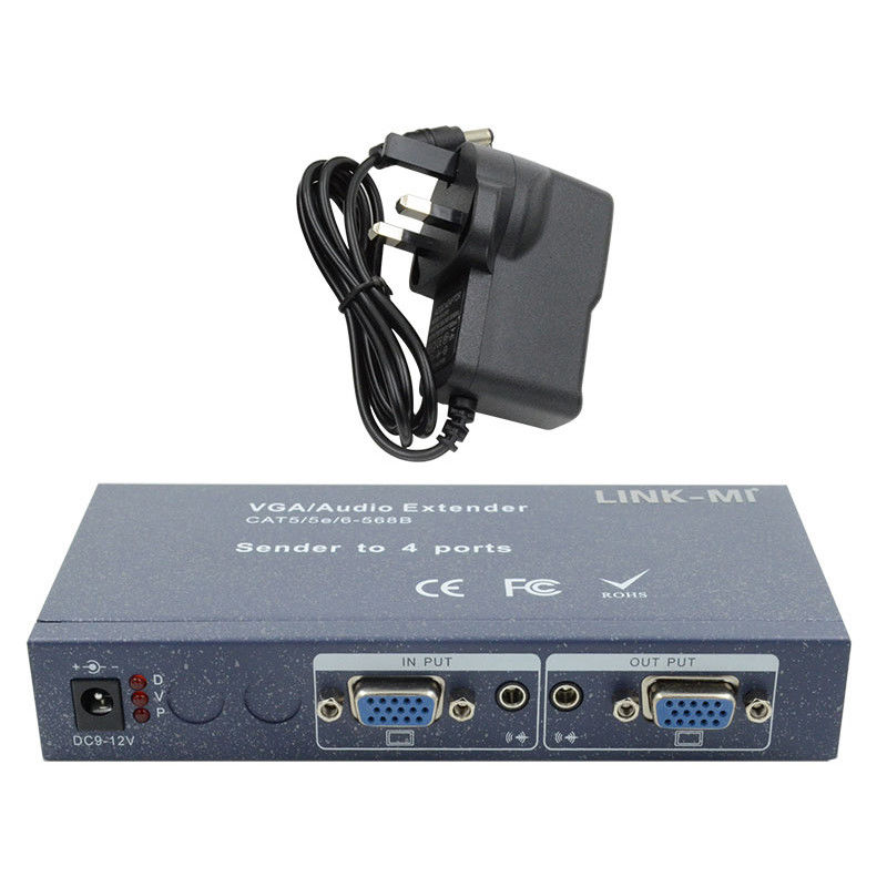 15pin 4 Port VGA Extender 1 إلى 4 VGA Splitter 4 قنوات فيديو UTP Extender