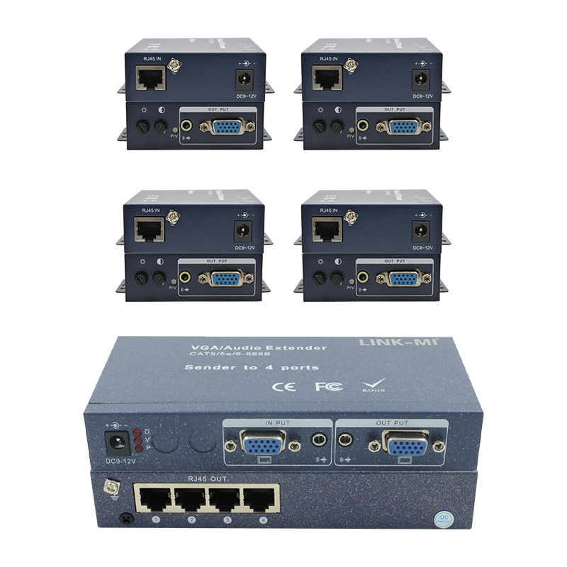15pin 4 Port VGA Extender 1 إلى 4 VGA Splitter 4 قنوات فيديو UTP Extender