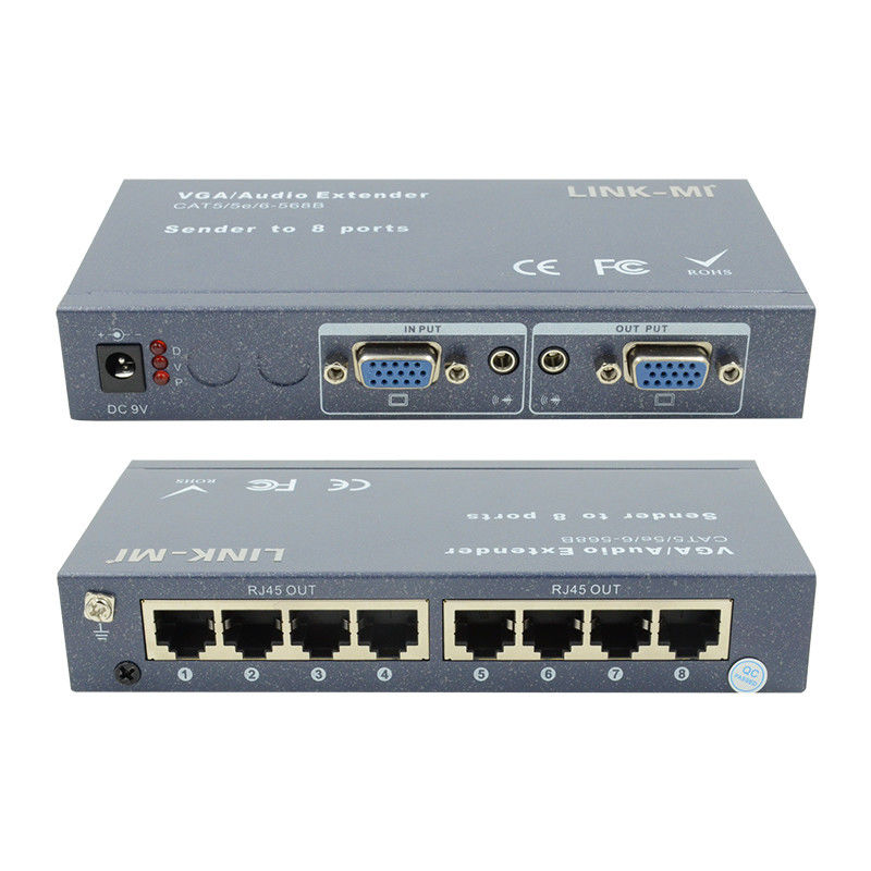 100m 200m 300m 1/8 VGA Splitter 1X8 Extender من 1 إلى 8 Video Audio Extender