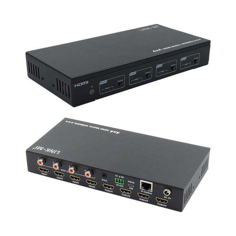 HDMI 4X4 4k المصفوفة المفتاح 4K60Hz مع SPDIF الصوت AV المصفوفة لأربعة شاشات Ultra HD