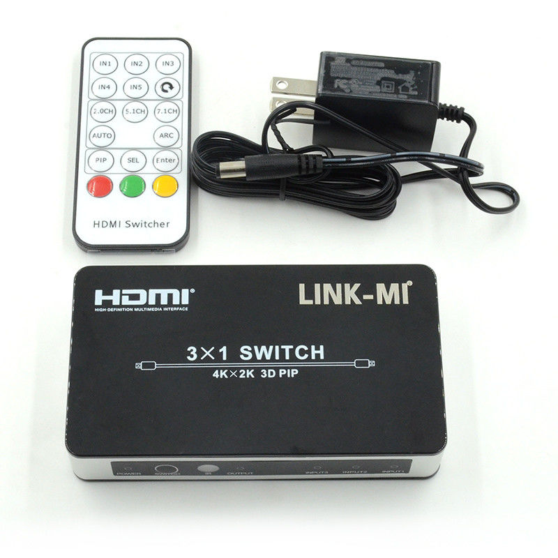 4K2K HDMI Switch 3x1 HDMI Splitter 5V 1A دعم PIP 3D 3 إلى 1 محول فيديو