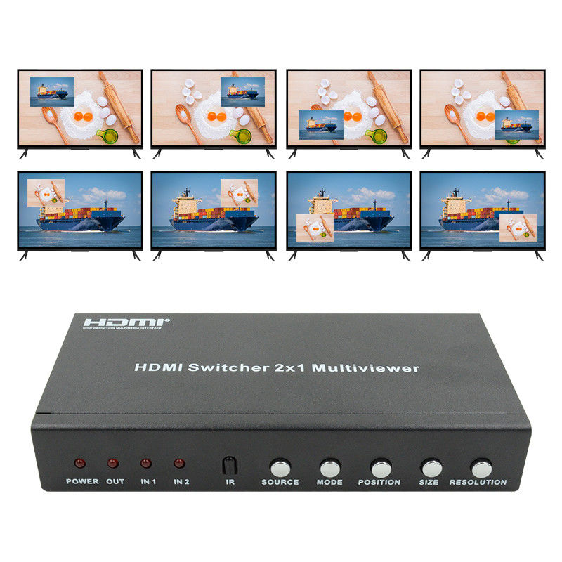 225MHz HDMI Quad Screen Splitter HDMI 2x1 Multiviewer مع PIP 2 في 1 Out