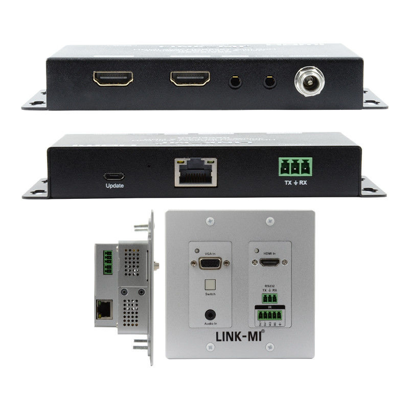 4K 40M HDBaseT HDMI + VGA توسيع لوحة الحائط النطاق العريض ثنائي الاتجاه IR RS232 Pass Through