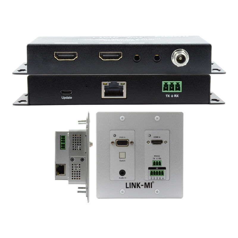 4K 40M HDBaseT HDMI + VGA توسيع لوحة الحائط النطاق العريض ثنائي الاتجاه IR RS232 Pass Through