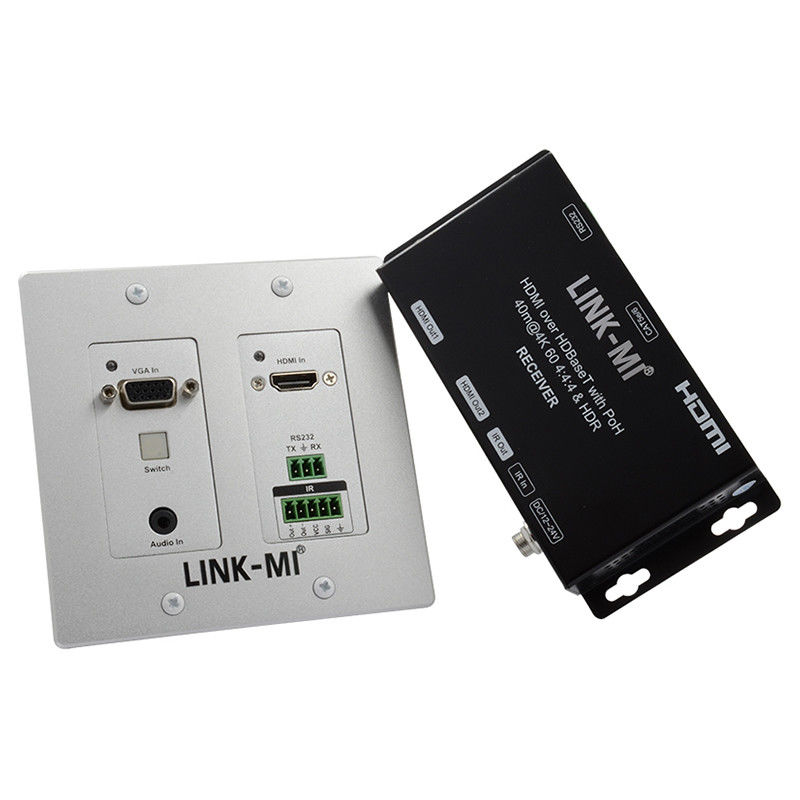 4K 40M HDBaseT HDMI + VGA توسيع لوحة الحائط النطاق العريض ثنائي الاتجاه IR RS232 Pass Through