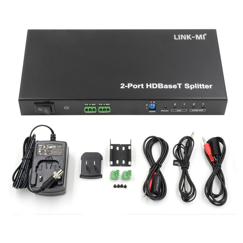 100m 1x2 HDBaseT Splitter مع HDCP2.2 الامتثال POC Ethernet و RS232 Pass Through