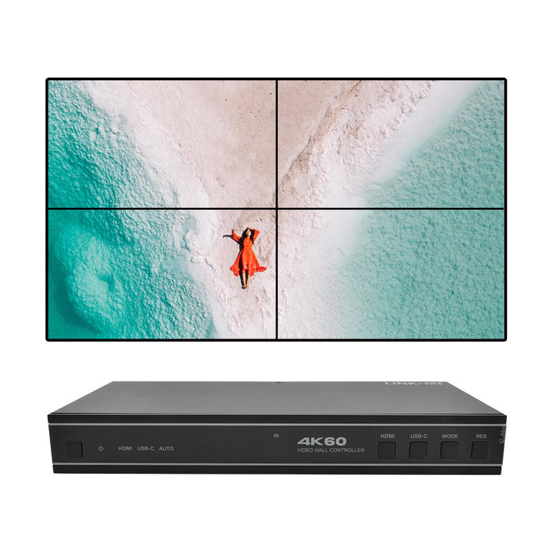 وحدة تحكم حائط فيديو 1X4 HDMI سهلة الاستخدام مع مدخل صوت USB-C ودعم RS232