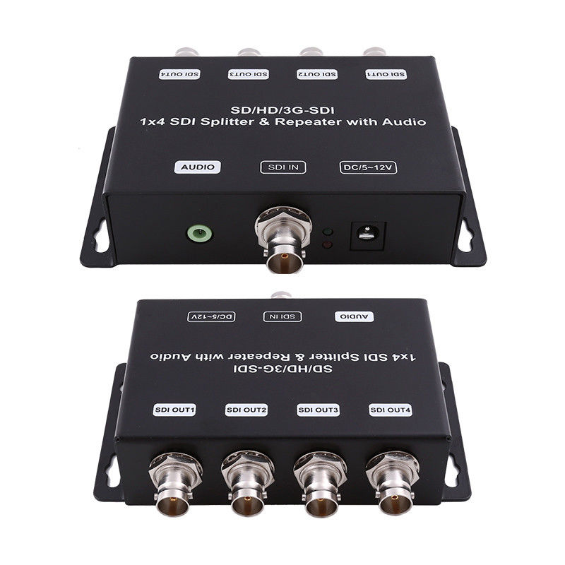 HD/SD-SDI 1 إلى 4 مكبر التوزيع المكرر مع الصوت 75 أوم عائق الخروج