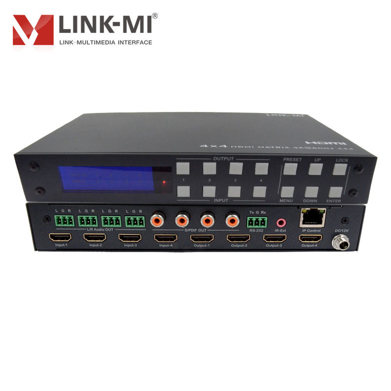 4K 4x4 HDMI Matrix HDMI 2.0b Matrix مع HDCP 2.2 و DCI-P3/Rec.2020 دعم مساحة الألوان